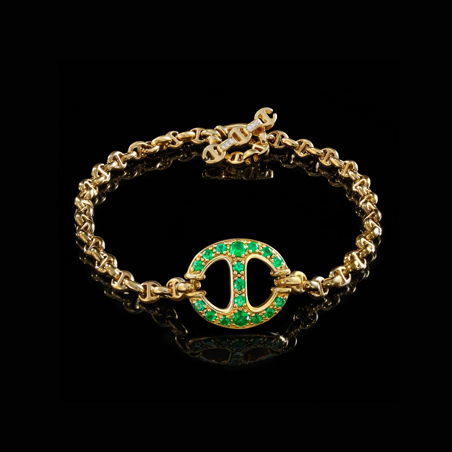 14MM SINGLE LINK BRACELET WITH DIAMONDS (EMERALDS, RUBIES, BLUE SAPPHIRES)