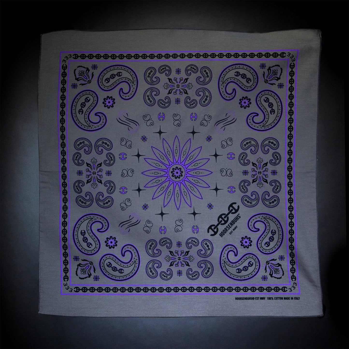 GREY PAISLEY BANDANA