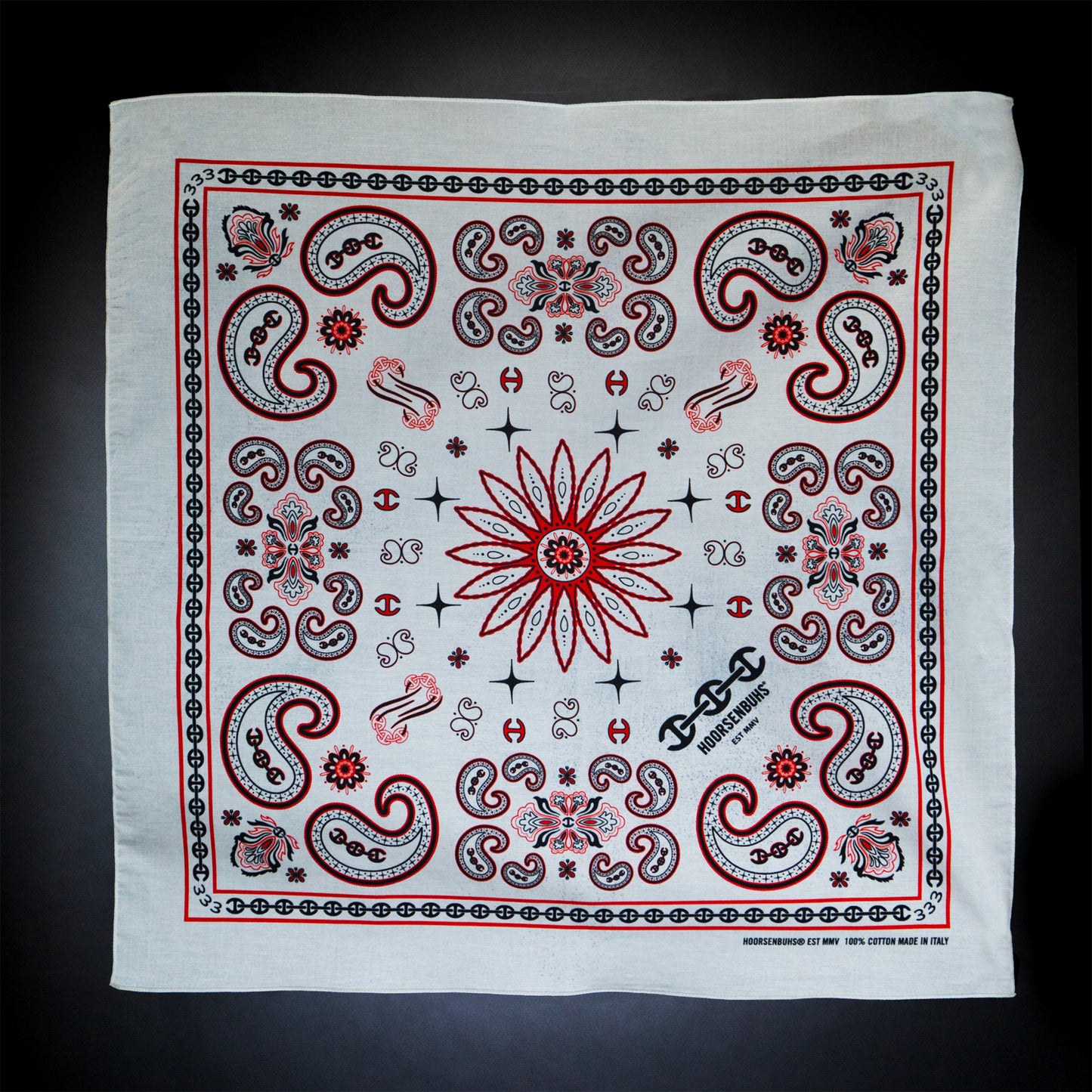 WHITE PAISLEY BANDANA