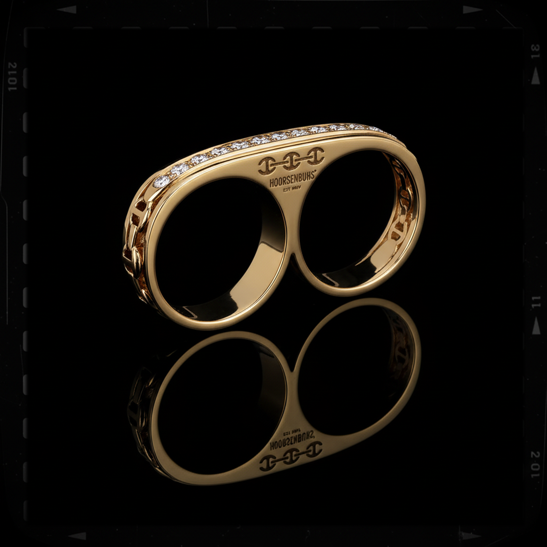 hoorsenbuhs ナックルリング HOOORSENBUHS® | DOUBLE BARREL KNUCKLE WITH DIAMONDS – HOORSENBUHS