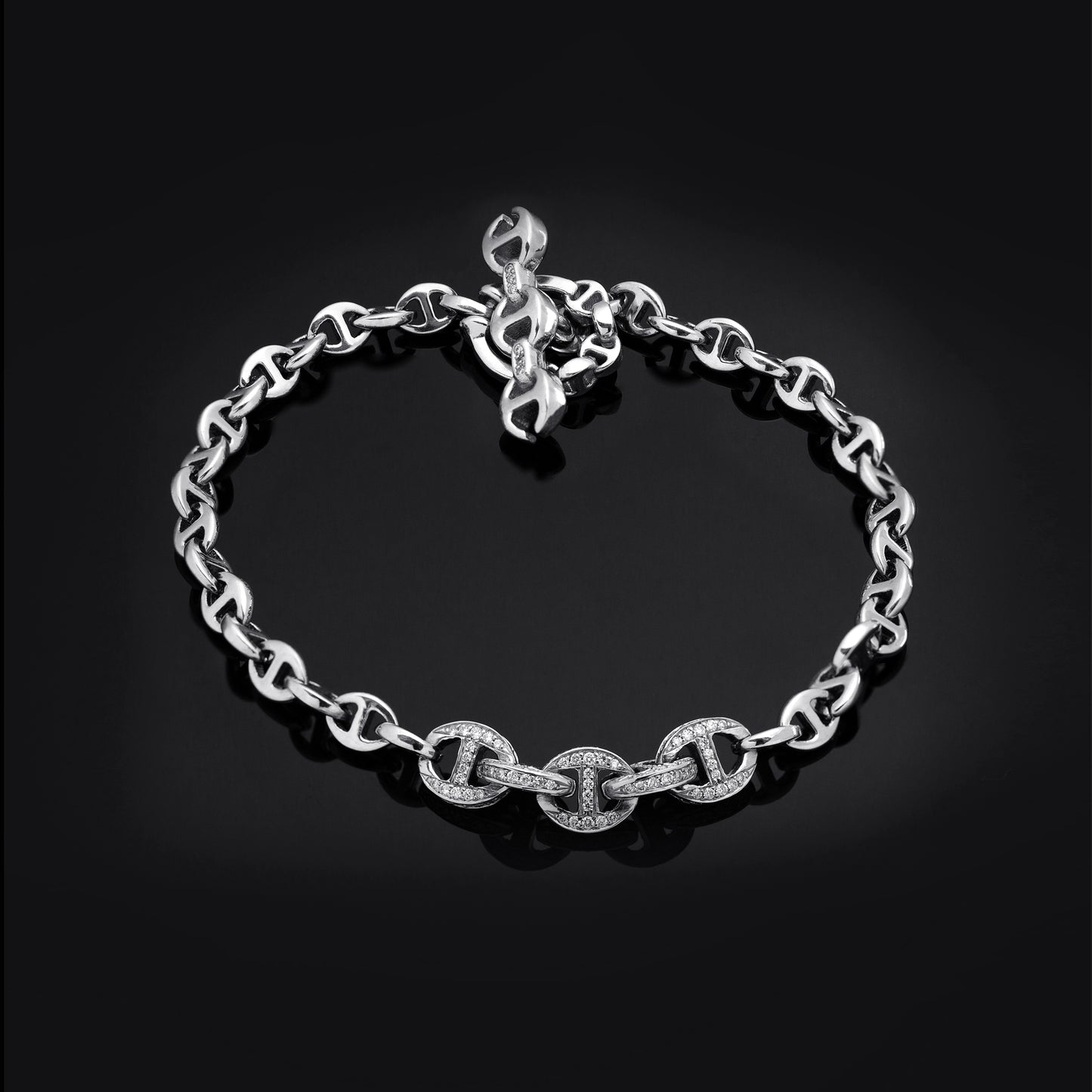 3MM FIVE LINK PAVE BRACELET