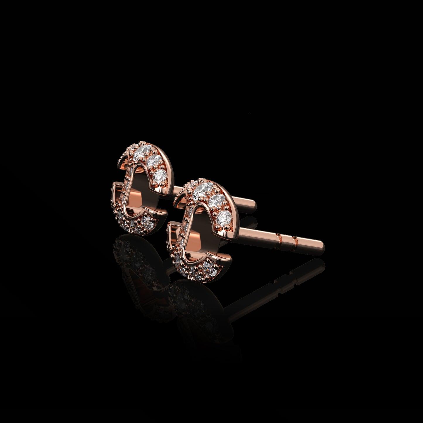 SMALL LINK STUDS WITH DIAMONDS