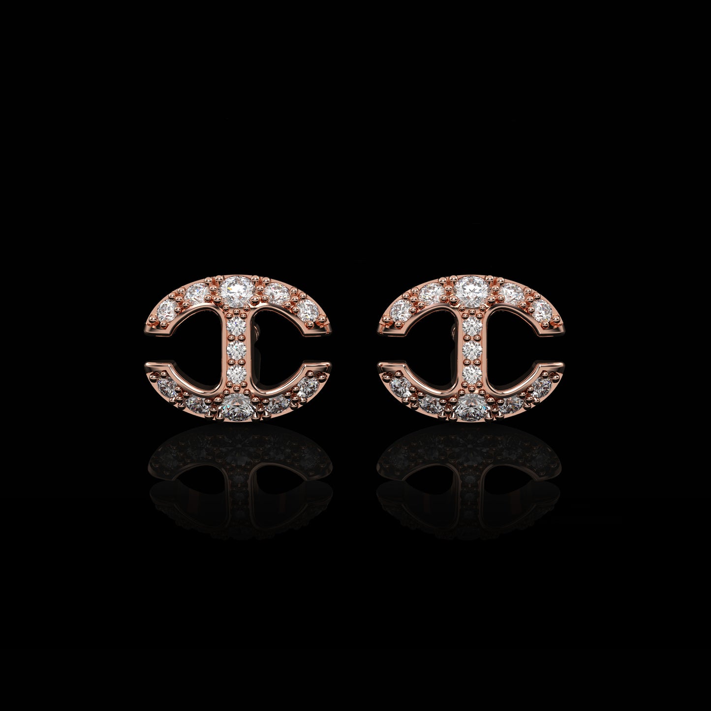 SMALL LINK STUDS WITH DIAMONDS