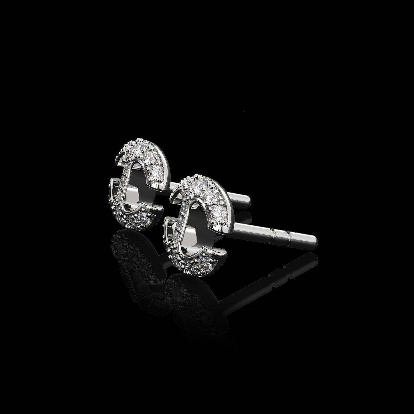 SMALL LINK STUDS WITH DIAMONDS