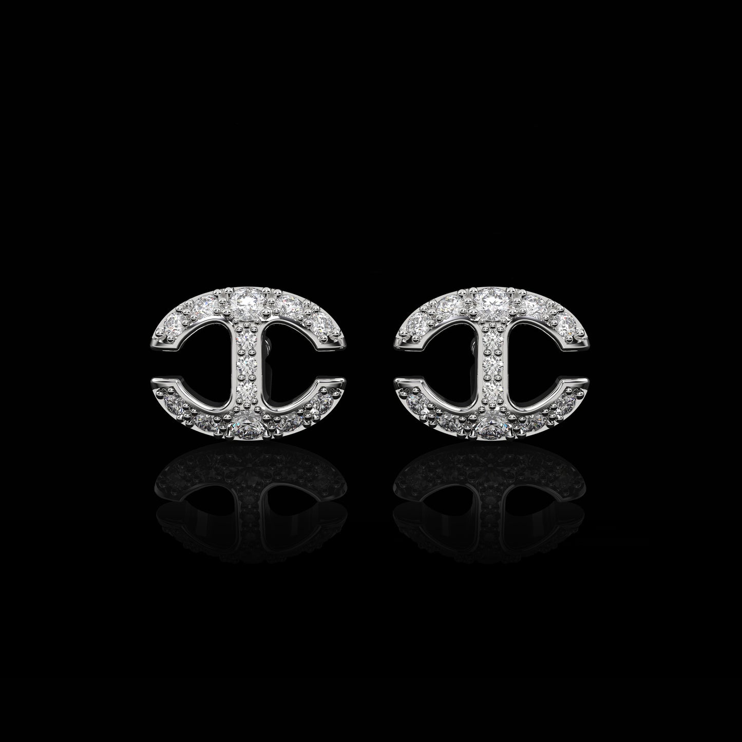SMALL LINK STUDS WITH DIAMONDS