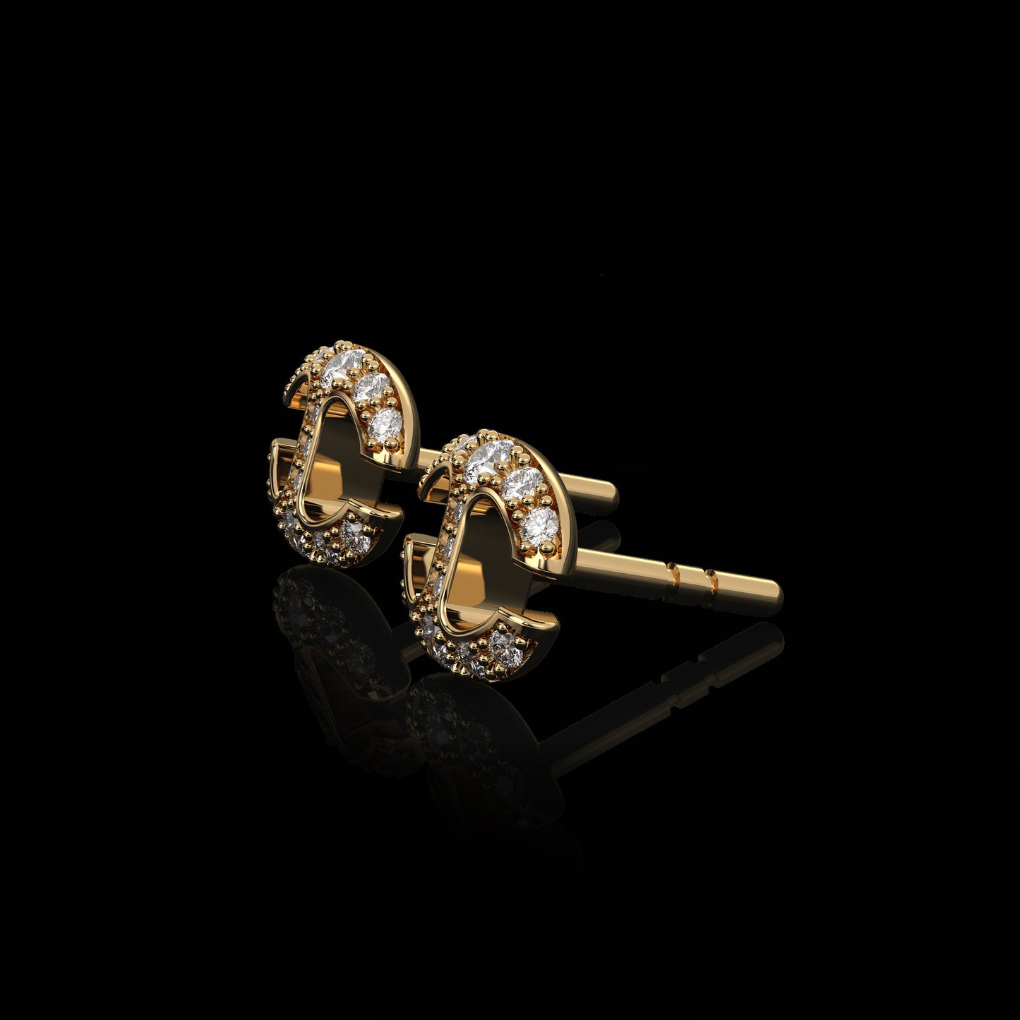 SMALL LINK STUDS WITH DIAMONDS