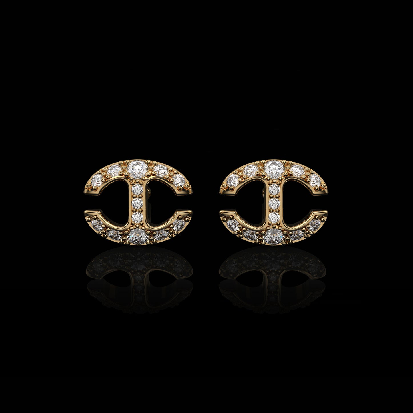 SMALL LINK STUDS WITH DIAMONDS