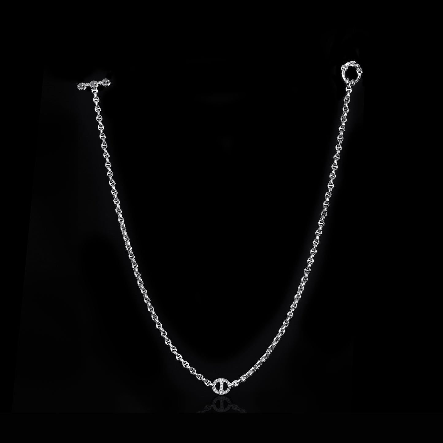 10MM SINGLE STATION NECKLACE WITH DIAMONDS - 16"