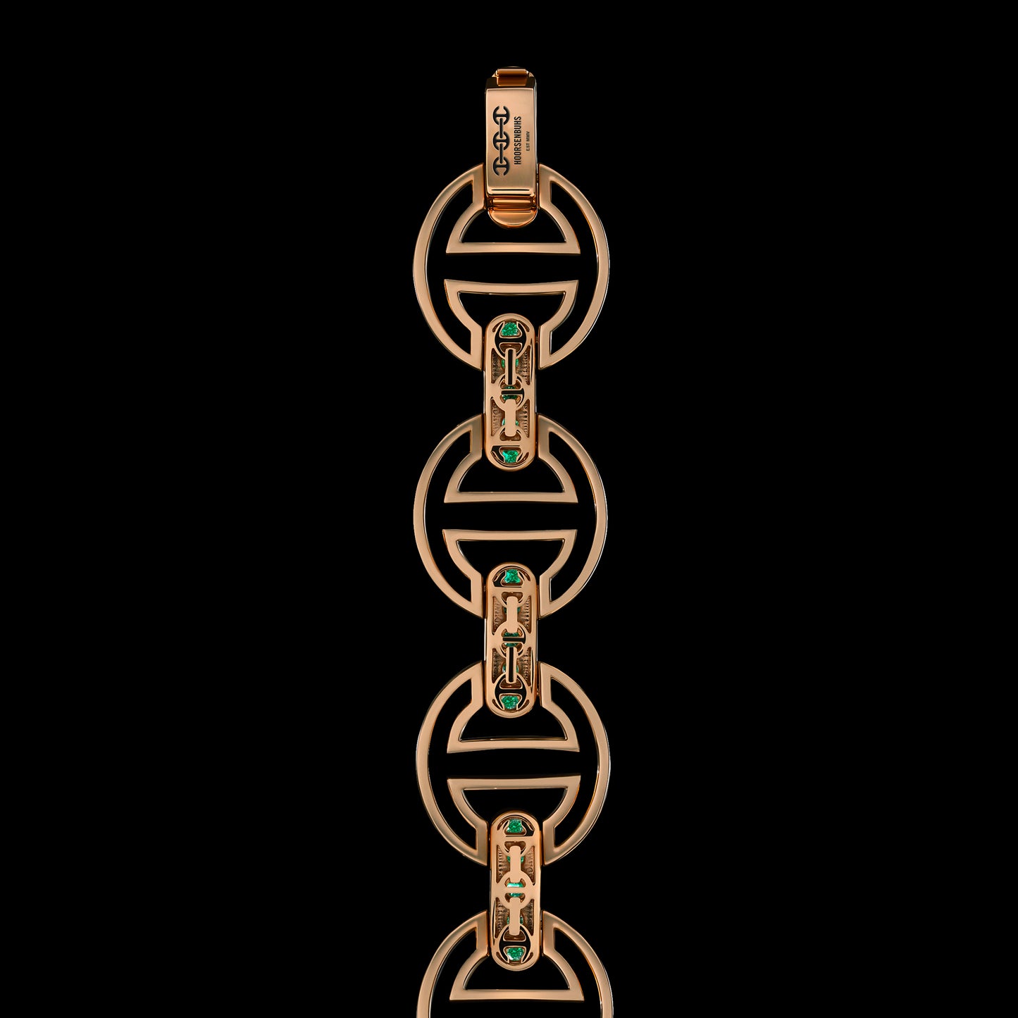 MMV MEDIUM LINK BRACELET WITH EMERALD BRIDGES