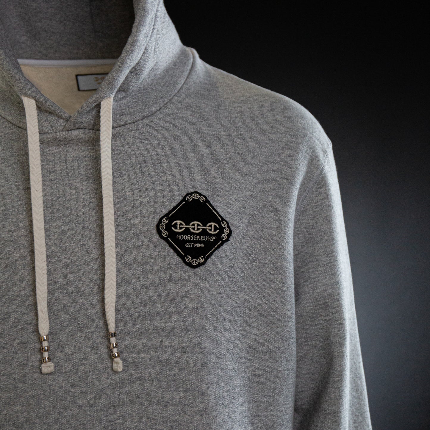 GREY PATCH HOODIE
