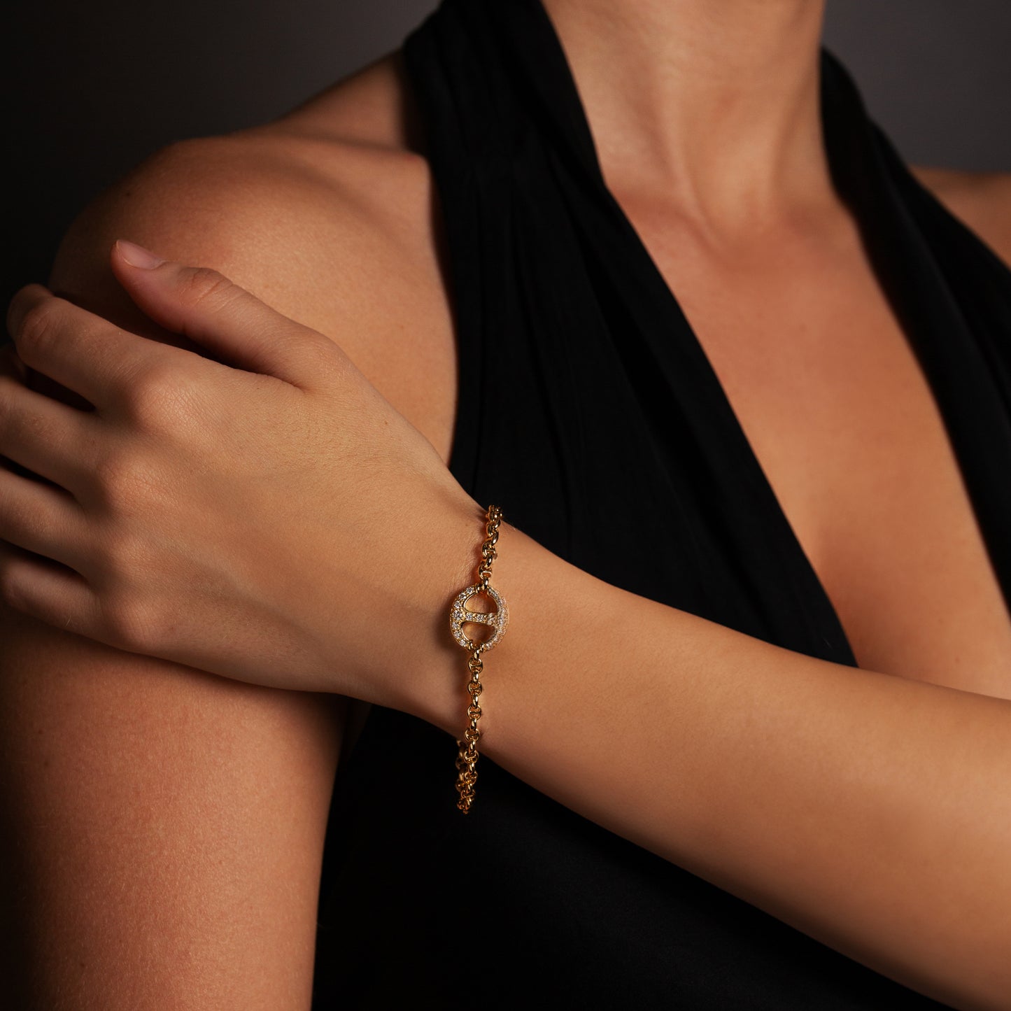 14MM SINGLE-LINK BRACELET WITH DIAMONDS (EMERALDS, RUBIES, BLUE SAPPHIRES)