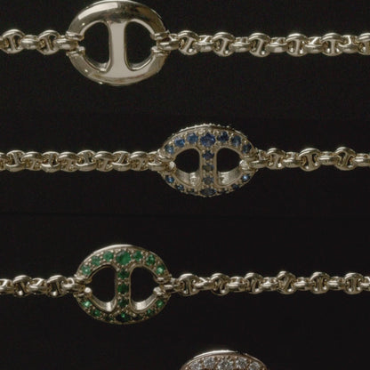 14MM SINGLE LINK BRACELET WITH DIAMONDS (EMERALDS, RUBIES, BLUE SAPPHIRES)