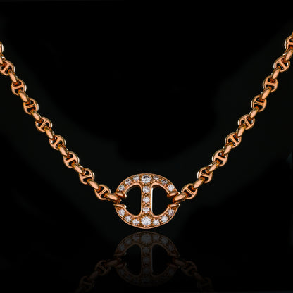 14MM SINGLE STATION NECKLACE WITH DIAMONDS - 16"