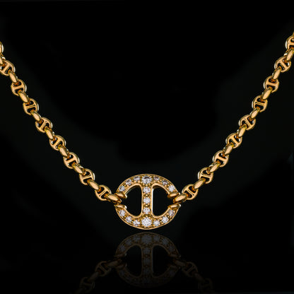 14MM SINGLE STATION NECKLACE WITH DIAMONDS - 16"