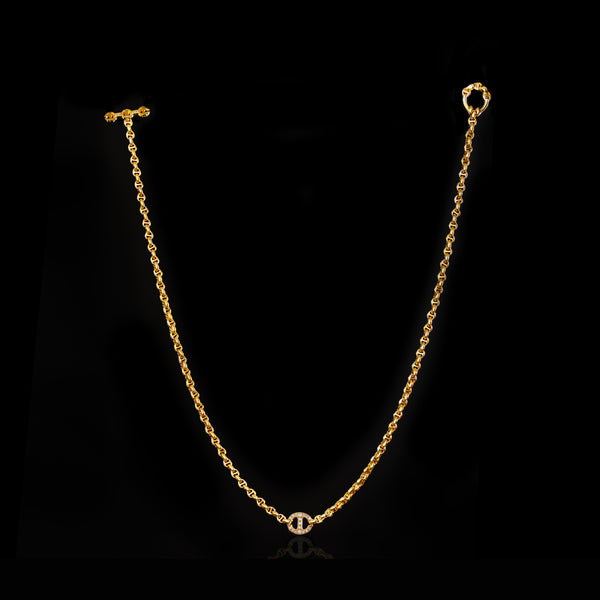 10mm Single Station Necklace with Diamonds - 16"
