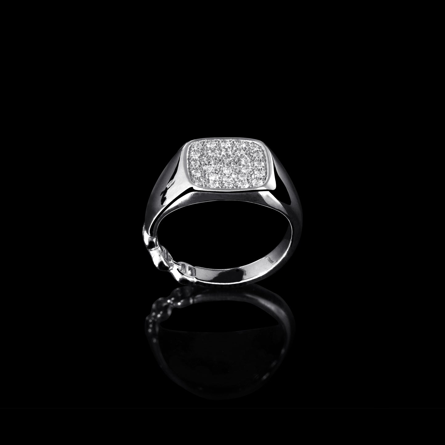 RECTANGLE SIGNET RING WITH DIAMONDS