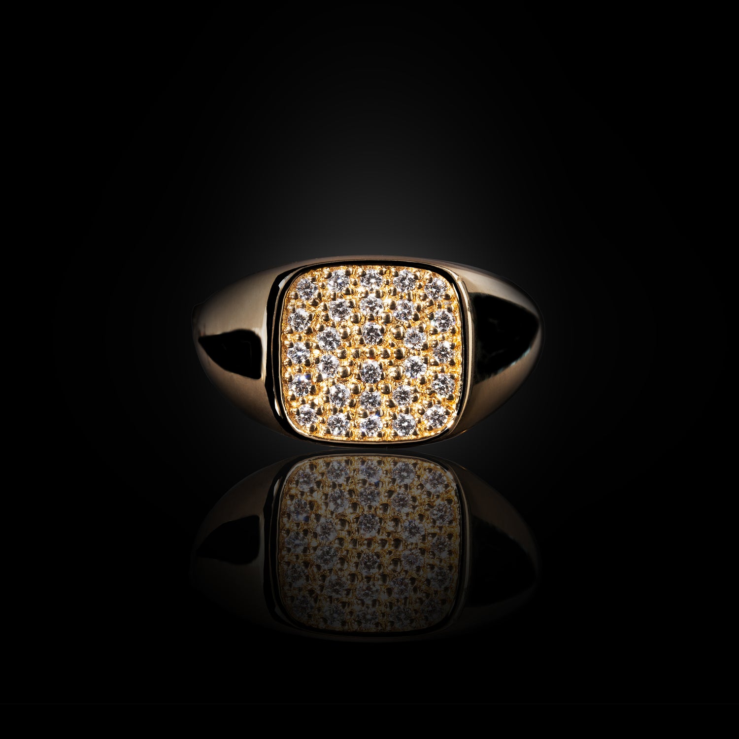 RECTANGLE SIGNET RING WITH DIAMONDS