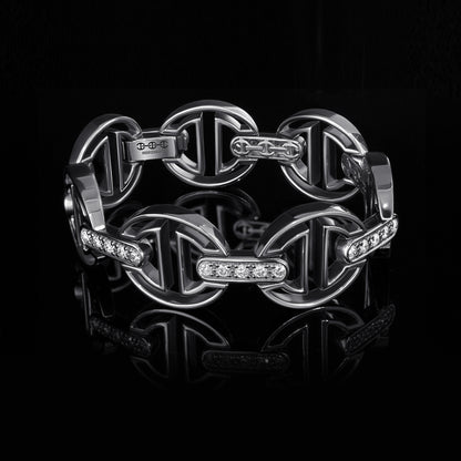 MMV MEDIUM LINK BRACELET WITH DIAMOND BRIDGES