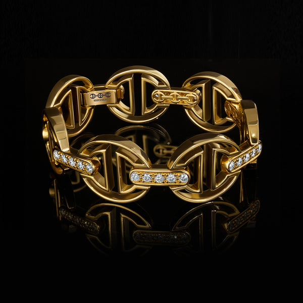 HOORSENBUHS® | MMV MEDIUM LINK BRACELET WITH DIAMOND BRIDGES