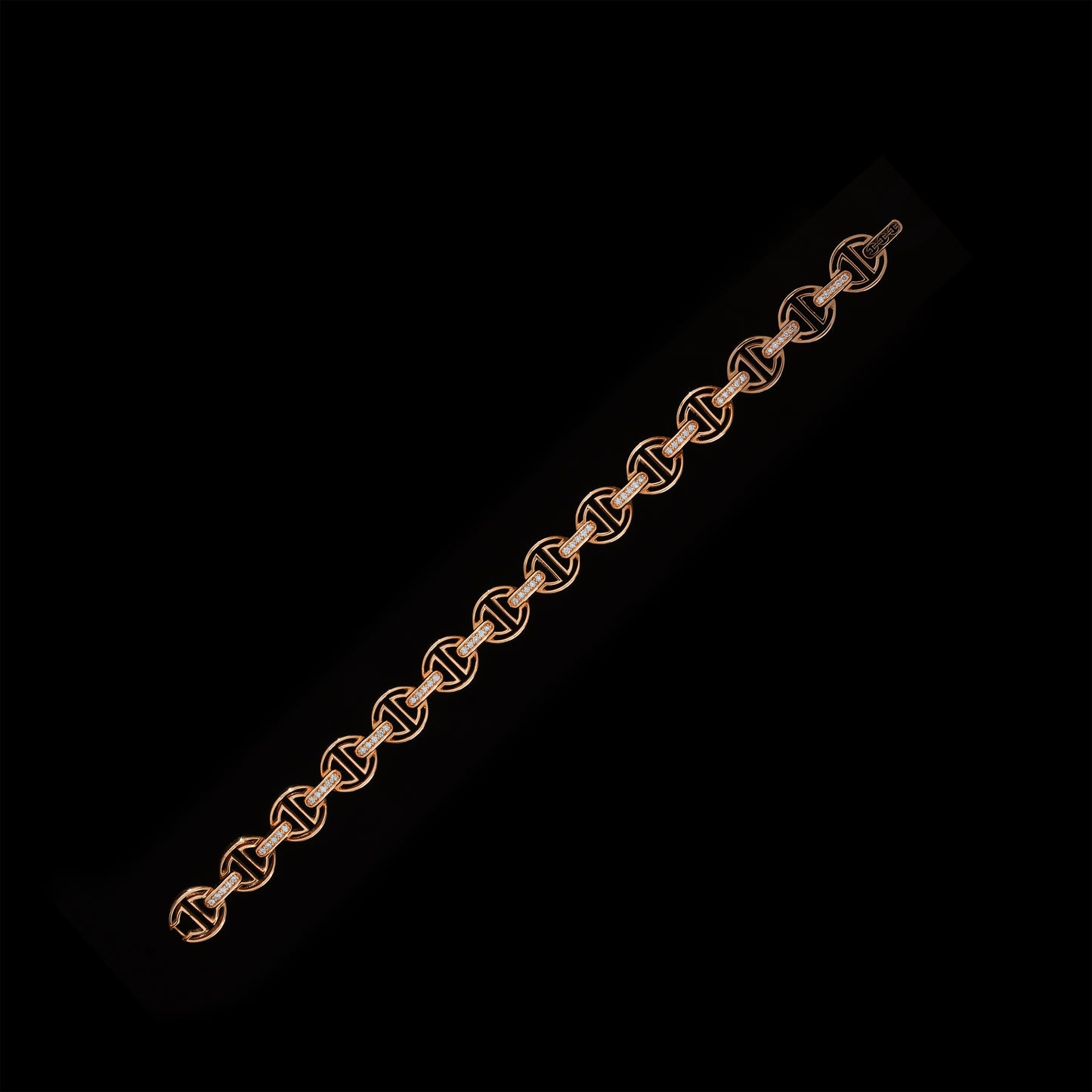 MMV SMALL LINK BRACELET WITH DIAMOND BRIDGES