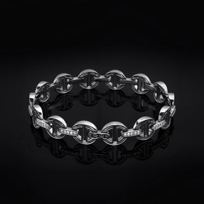 MMV SMALL LINK BRACELET WITH DIAMOND BRIDGES