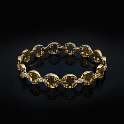 MMV SMALL LINK BRACELET WITH DIAMOND BRIDGES