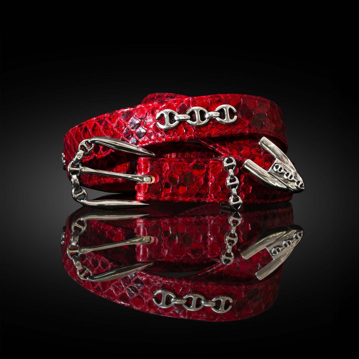 RED SNAKESKIN WESTERN BELT