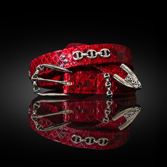 RED SNAKESKIN WESTERN BELT