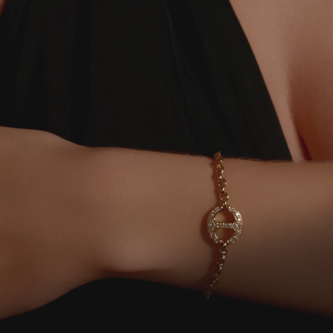 HOORSENBUHS® | 14MM SINGLE LINK BRACELET WITH DIAMONDS
